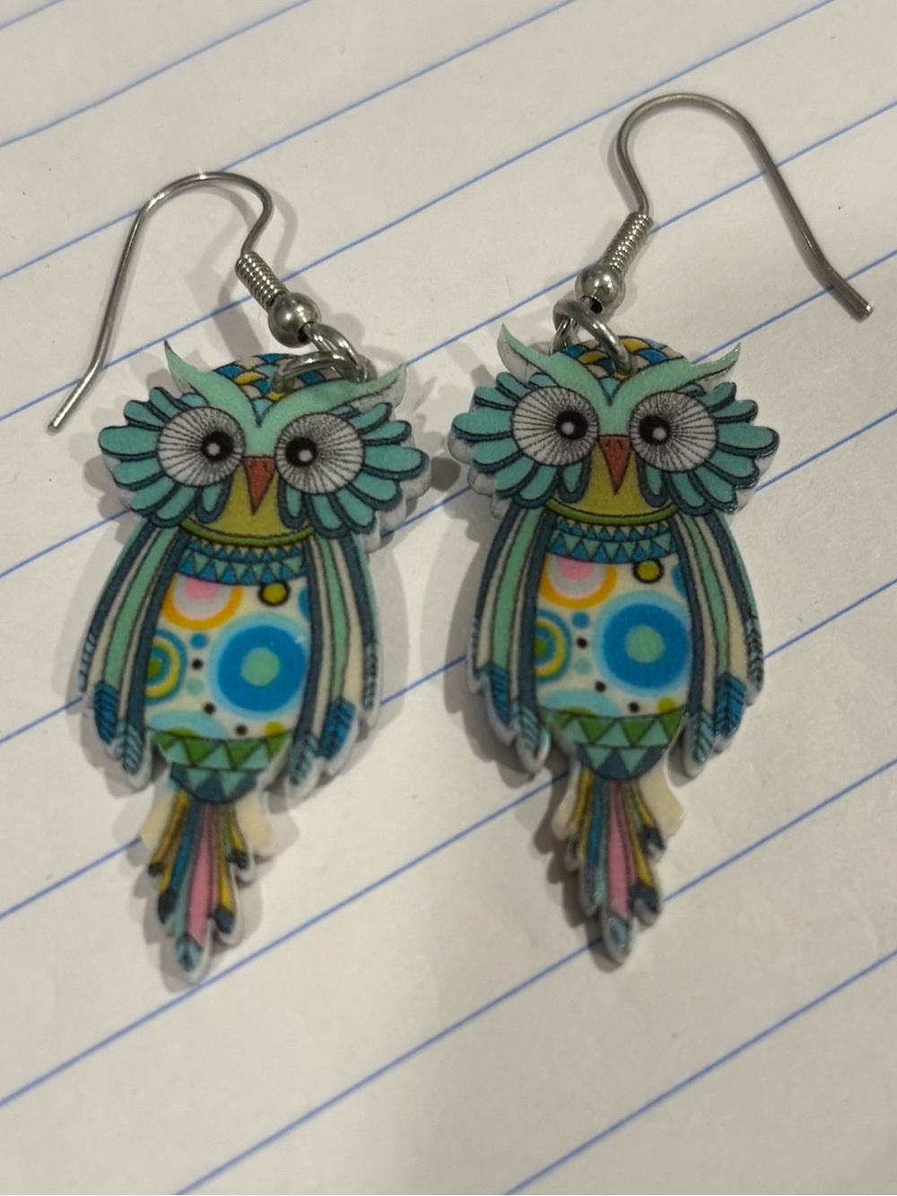 Whimsical Turquoise Owl Drop Earrings - Unbranded